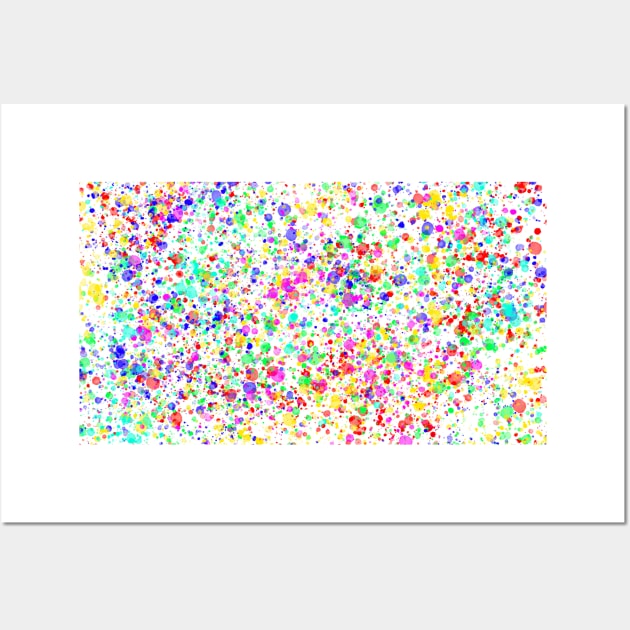 Abstract multi coloured paint splatter effect Wall Art by Russell102